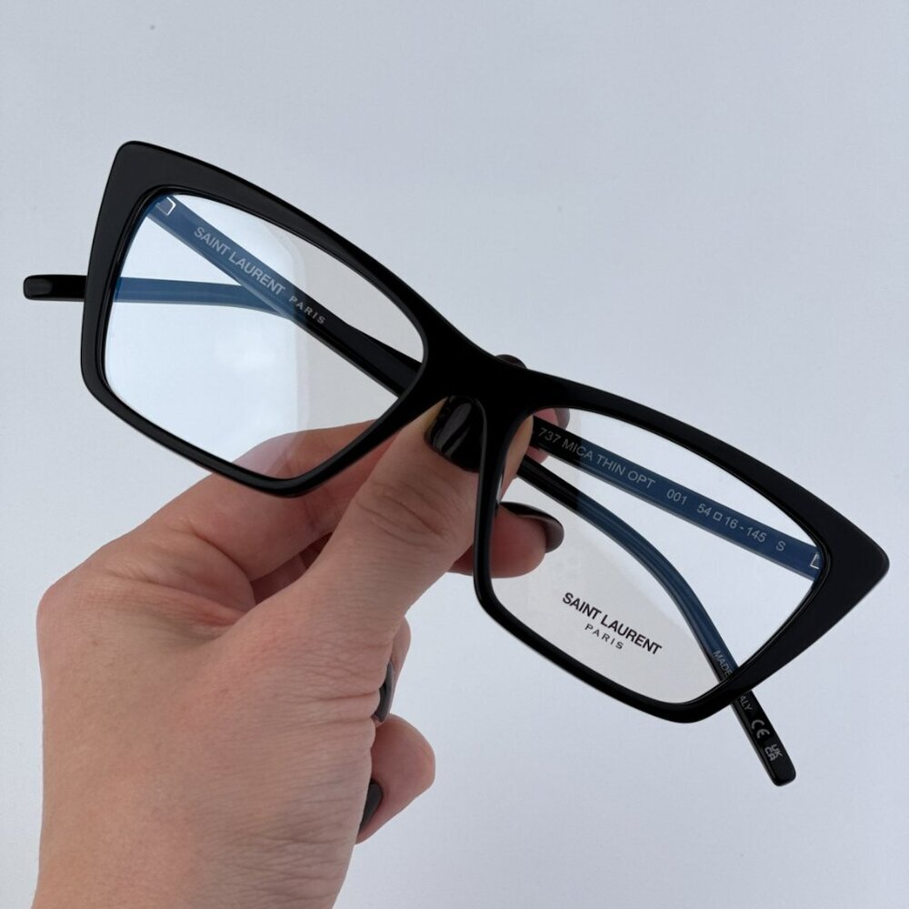 Saint Laurent SL737 Mica Thin OPT 001 BRAND NEW Eyeglasses Black Cat Eye Unisex